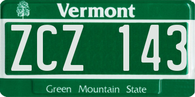VT license plate ZCZ143