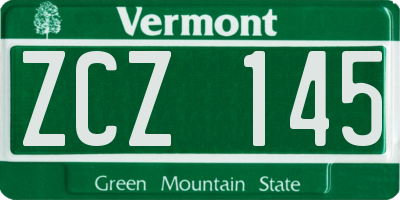 VT license plate ZCZ145
