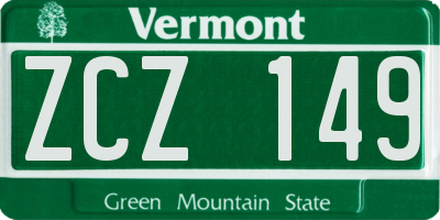 VT license plate ZCZ149