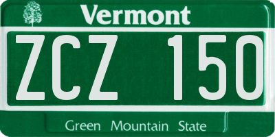VT license plate ZCZ150