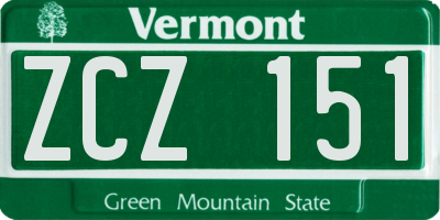 VT license plate ZCZ151