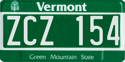 VT license plate ZCZ154