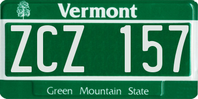 VT license plate ZCZ157