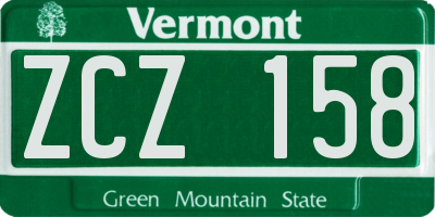 VT license plate ZCZ158
