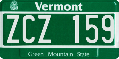 VT license plate ZCZ159