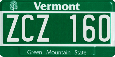 VT license plate ZCZ160