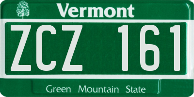 VT license plate ZCZ161