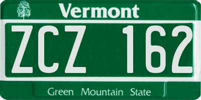 VT license plate ZCZ162