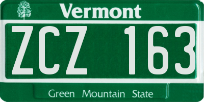 VT license plate ZCZ163