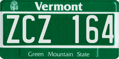 VT license plate ZCZ164