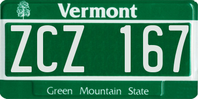 VT license plate ZCZ167
