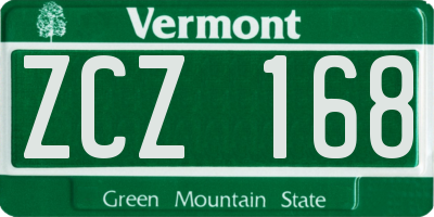 VT license plate ZCZ168