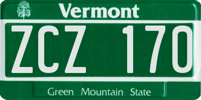 VT license plate ZCZ170