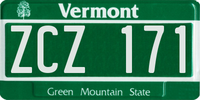 VT license plate ZCZ171