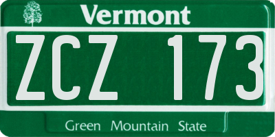 VT license plate ZCZ173