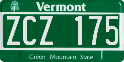 VT license plate ZCZ175