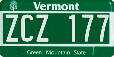 VT license plate ZCZ177