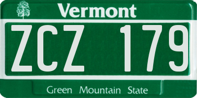 VT license plate ZCZ179