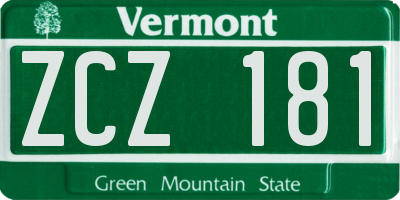 VT license plate ZCZ181