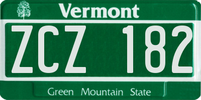 VT license plate ZCZ182