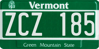 VT license plate ZCZ185