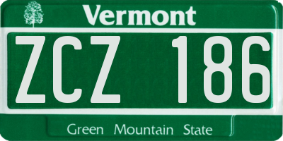 VT license plate ZCZ186