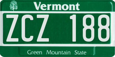 VT license plate ZCZ188