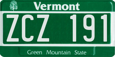 VT license plate ZCZ191
