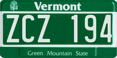 VT license plate ZCZ194