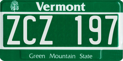 VT license plate ZCZ197