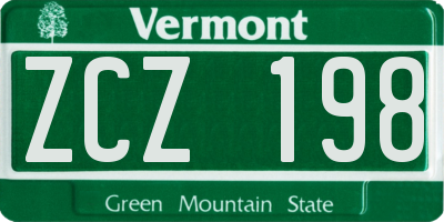 VT license plate ZCZ198