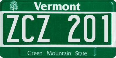VT license plate ZCZ201
