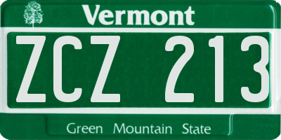 VT license plate ZCZ213