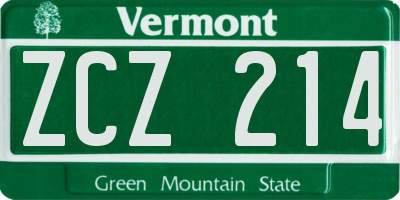 VT license plate ZCZ214