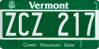 VT license plate ZCZ217