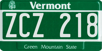 VT license plate ZCZ218
