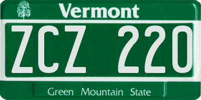 VT license plate ZCZ220