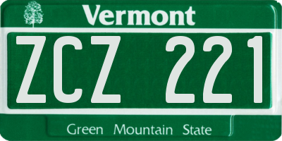 VT license plate ZCZ221
