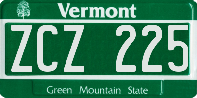 VT license plate ZCZ225