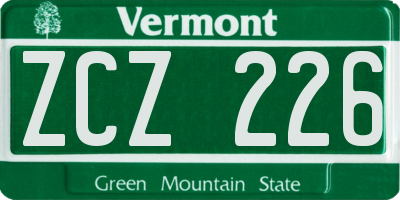 VT license plate ZCZ226