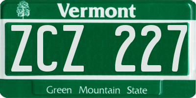 VT license plate ZCZ227