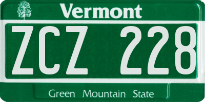 VT license plate ZCZ228