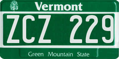 VT license plate ZCZ229