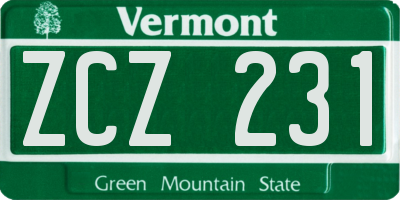 VT license plate ZCZ231