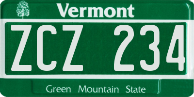 VT license plate ZCZ234