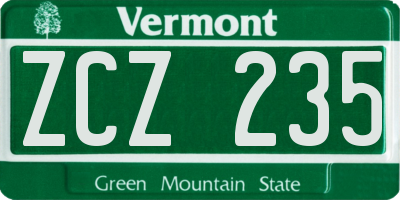 VT license plate ZCZ235