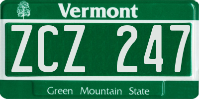 VT license plate ZCZ247