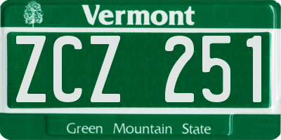 VT license plate ZCZ251