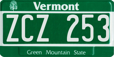 VT license plate ZCZ253