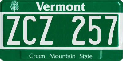 VT license plate ZCZ257